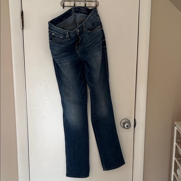 7 For All Mankind Denim - 7 For All Mankind Women's Dark Blue Straight-Leg Jeans